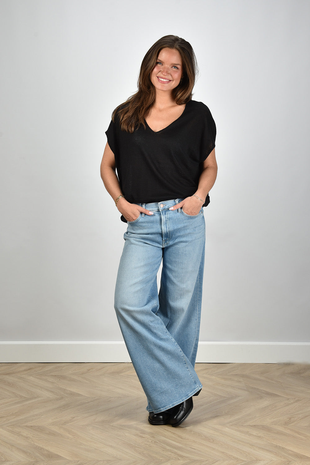 Mother jeans Ditcher Roller Zip Sneak wide leg can you dig it