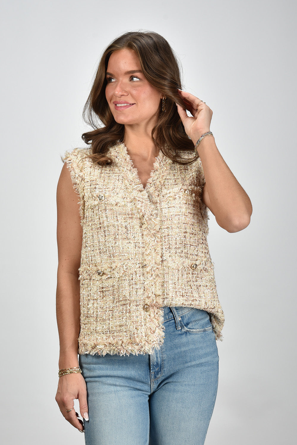 IRO waistcoat tweed Ozya WP07OZYA beige - Main Image