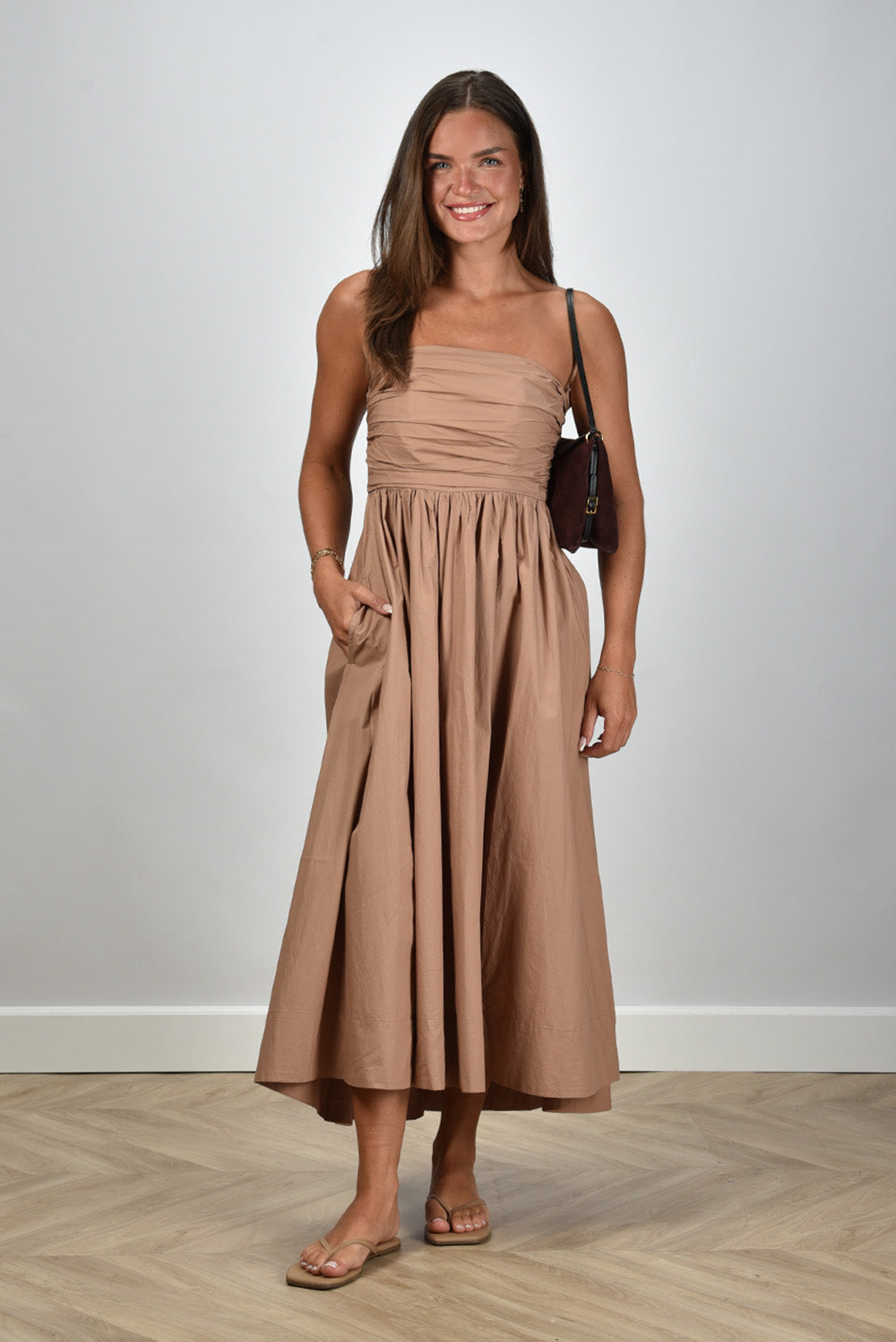 Clea strapless midi dress beige Clea strapless midi dress beige