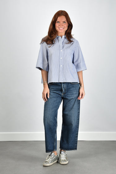 Academia blouse Lara 1069-635 dark blue striped