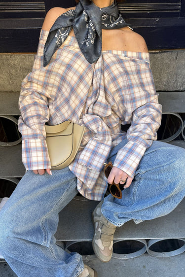 Academia blouse Marie 76D22-620 blue checked