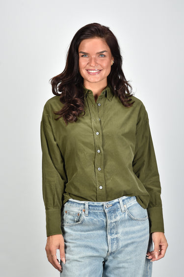 Academia blouse Marie 77DT4-726 gar.dyed green plain