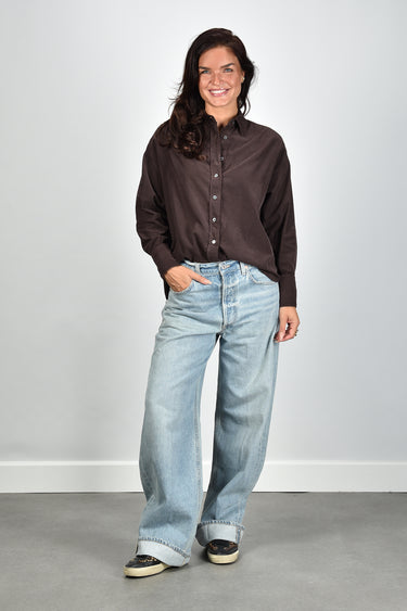 Academia blouse Marie 77DT4-822 gar.dyed brown plain