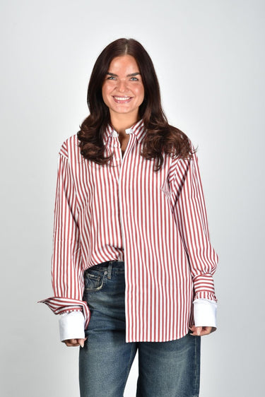 Ami Paris blouse USH863.CO0250 rouge rubis/blanc