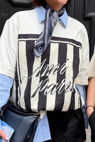 Ami Paris T-shirt UTS395.726 cream white/black