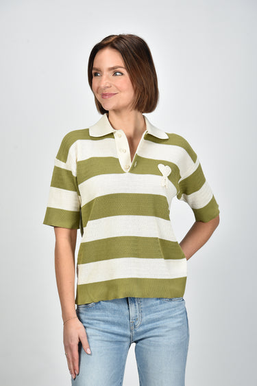 Ami Paris top FPL430.KN0153 blanc creme/matcha