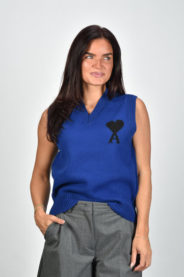 Ami Paris trui UKS902.018 bleu roi/noir
