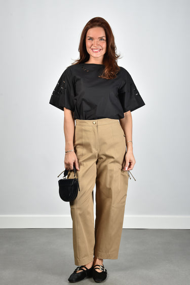 Weekend Max Mara t-shirt Targa 002 black broderie