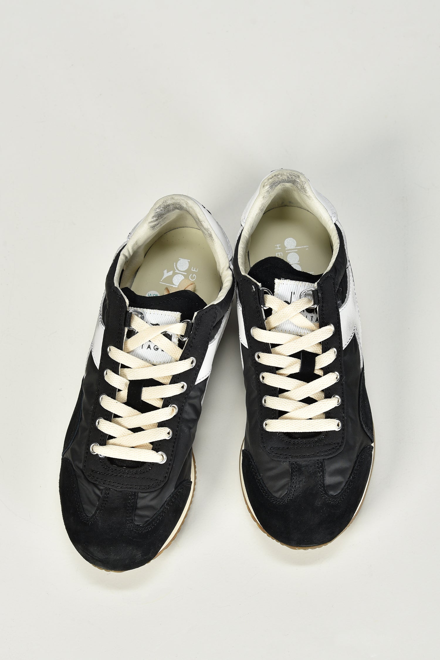 siash！！ 美品！diadora HERITAGE EQUIPE Diadora Heritage sneakers Equipe Vela zwart leerfinish – Marjon