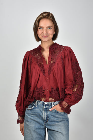 Farm Rio blouse 340369 burgundy