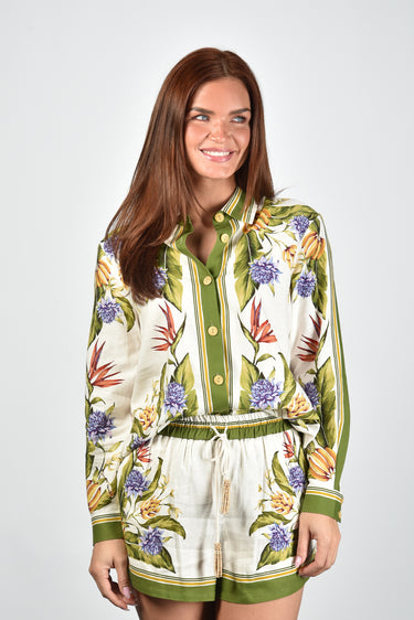 Farm Rio blouse 349085 tropical scarf sand