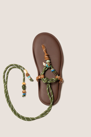 Flowze sandalen Flo/Twin with beads 541663022 brown military/green