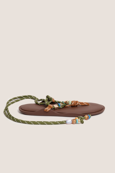 Flowze sandalen Flo/Twin with beads 541663022 brown military/green