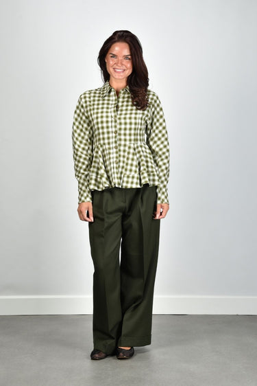 Ganni broek A1080178 kombu green