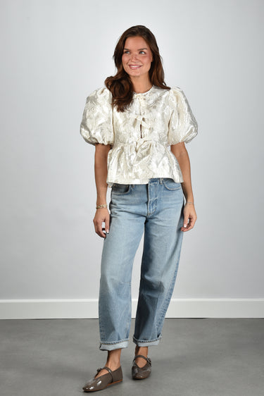 Ganni blouse A1040079 egret