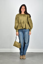 Ganni blouse A1040500 military olive