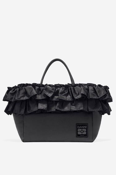 Ganni shopper XXL Ruffle A7188 black
