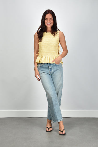 Ganni top A1040489 italian straw
