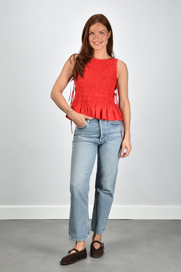 Ganni top W0904 racing red