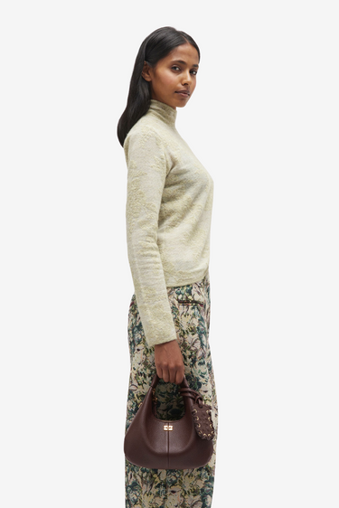 Ganni crossbody Hobo Mini Grained A7102 chicory coffee