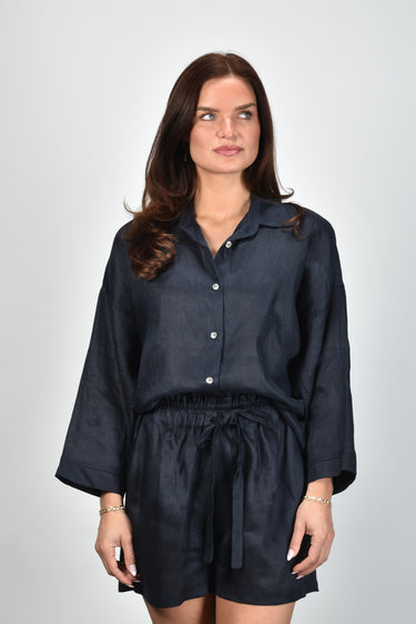 Greek Archaic Kori blouse S26K-1005076 navy