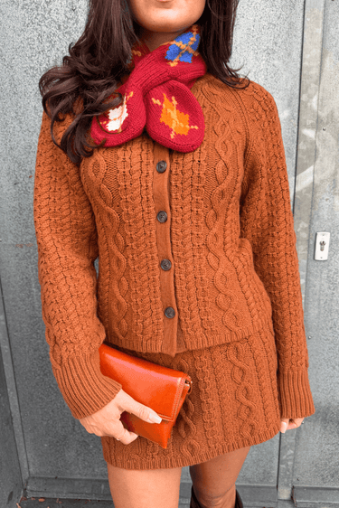 Guest in Residence rok Cable Mini Skirt W47919CM burnt sienna