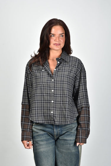 JOHNY blouse SHARON FLANEL CHECK grey / brown