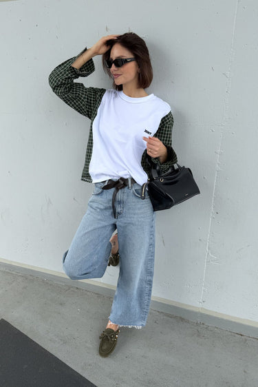 JOHNY t-shirt MARIA MIX JERSEY white/green check