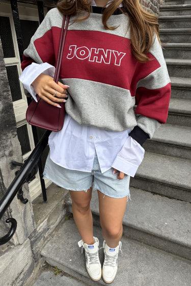 JOHNY trui OSCAR JERSEY grey/burgundy