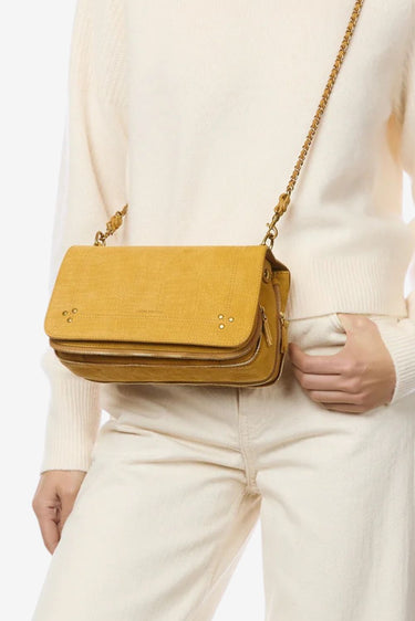 Jerome Dreyfuss crossbody Bobi 47BOBITA imprime croco moutarde