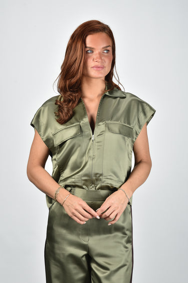 Margaux Lonnberg blouse Bana kaki satin