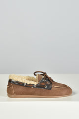 Posa loafers Boat Loafer Brushed Fur - Suede/ Leather PW250-2021 coffee/ dark brown