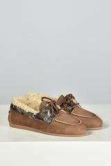 Posa loafers Boat Loafer Brushed Fur - Suede/ Leather PW250-2021 coffee/ dark brown