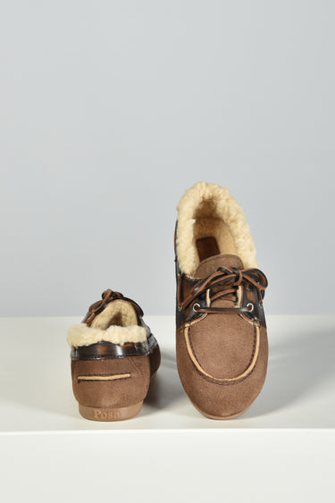 Posa loafers Boat Loafer Brushed Fur - Suede/ Leather PW250-2021 coffee/ dark brown