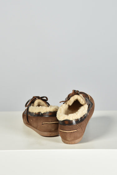 Posa loafers Boat Loafer Brushed Fur - Suede/ Leather PW250-2021 coffee/ dark brown