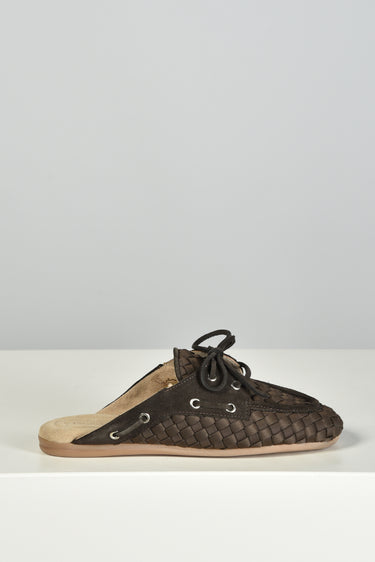 Posa x Marrea boat loafer Mule Woven PW16-201 dark brown