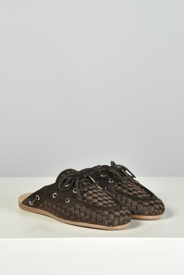 Posa x Marrea boat loafer Mule Woven PW16-201 dark brown
