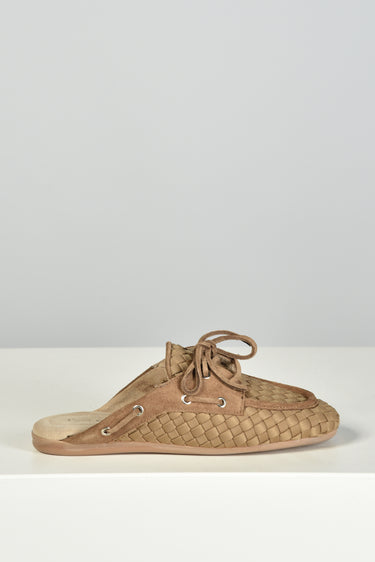 Posa x Marrea boat loafer Mule Woven PW16-209 camel