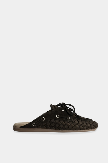 Posa x Marrea boat loafer Mule Woven PW16-201 dark brown