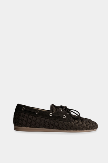 Posa x Marrea boat loafer Woven PW15-201 dark brown