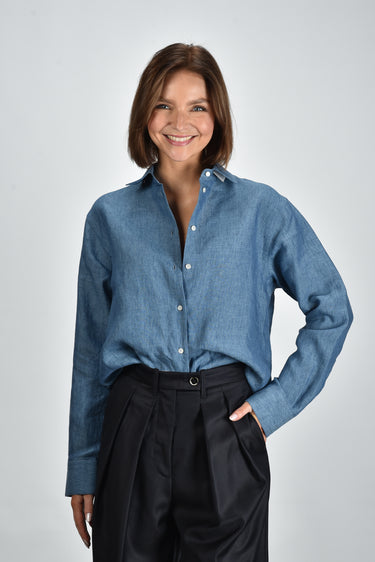 RÓHE blouse 418-19-069 ocean blue