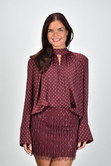 Rotate blouse Dot Satin Bow Shirt 1151103113 winetasting comb.