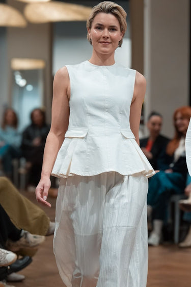 Rotate top 1164032121 raw white denim