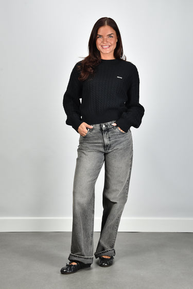 Rotate trui Cable Crewneck Sweater 116564100 black