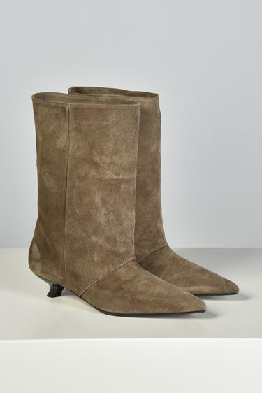 Rotue enkellaarsjes Taboo velour taupe