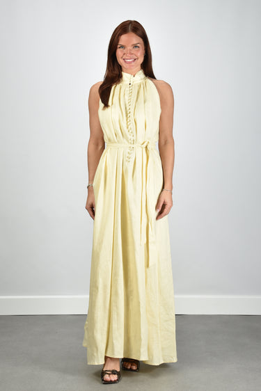 Sage & Ivy jurk Lauren linen yellow
