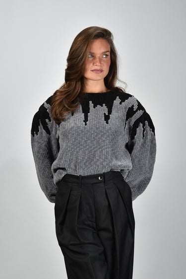 Sage & Ivy trui Sigrid chenille black/blue grey