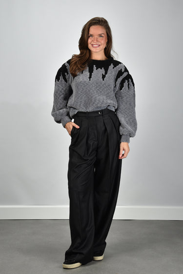 Sage & Ivy trui Sigrid chenille black/blue grey