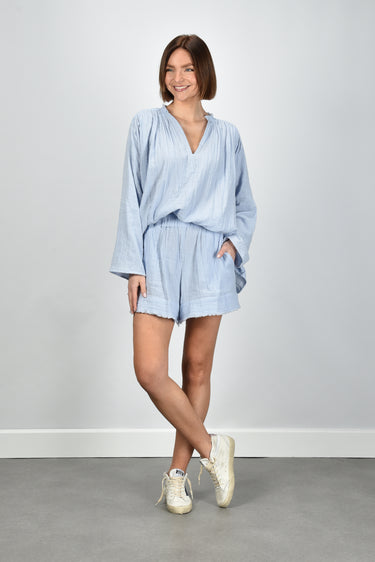 Sea Me Happy blouse Wrinkled Cotton light blue