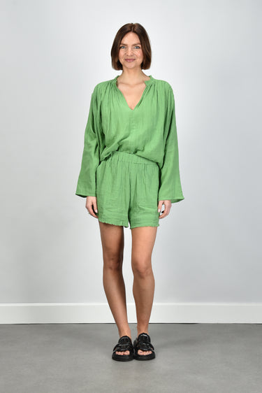 Sea Me Happy blouse Wrinkled Cotton matcha